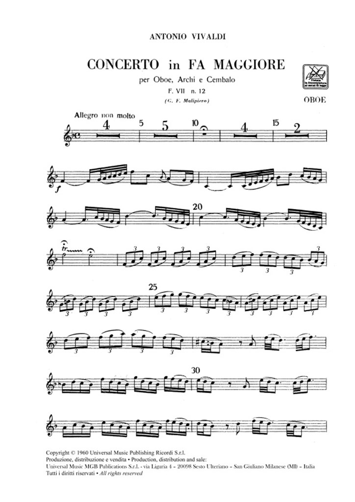 Concerto in Fa Maggiore (F Major) Rv 457